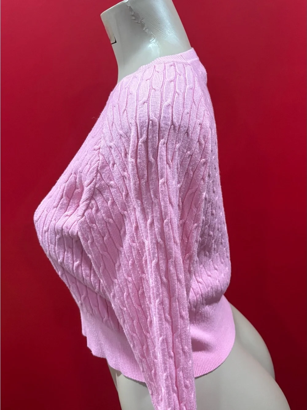 Daisy Pink Cable-Knit Scoop Neck Sweater